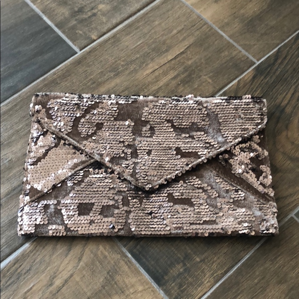 Taupe Sequin Clutch/ Crossbody Bag